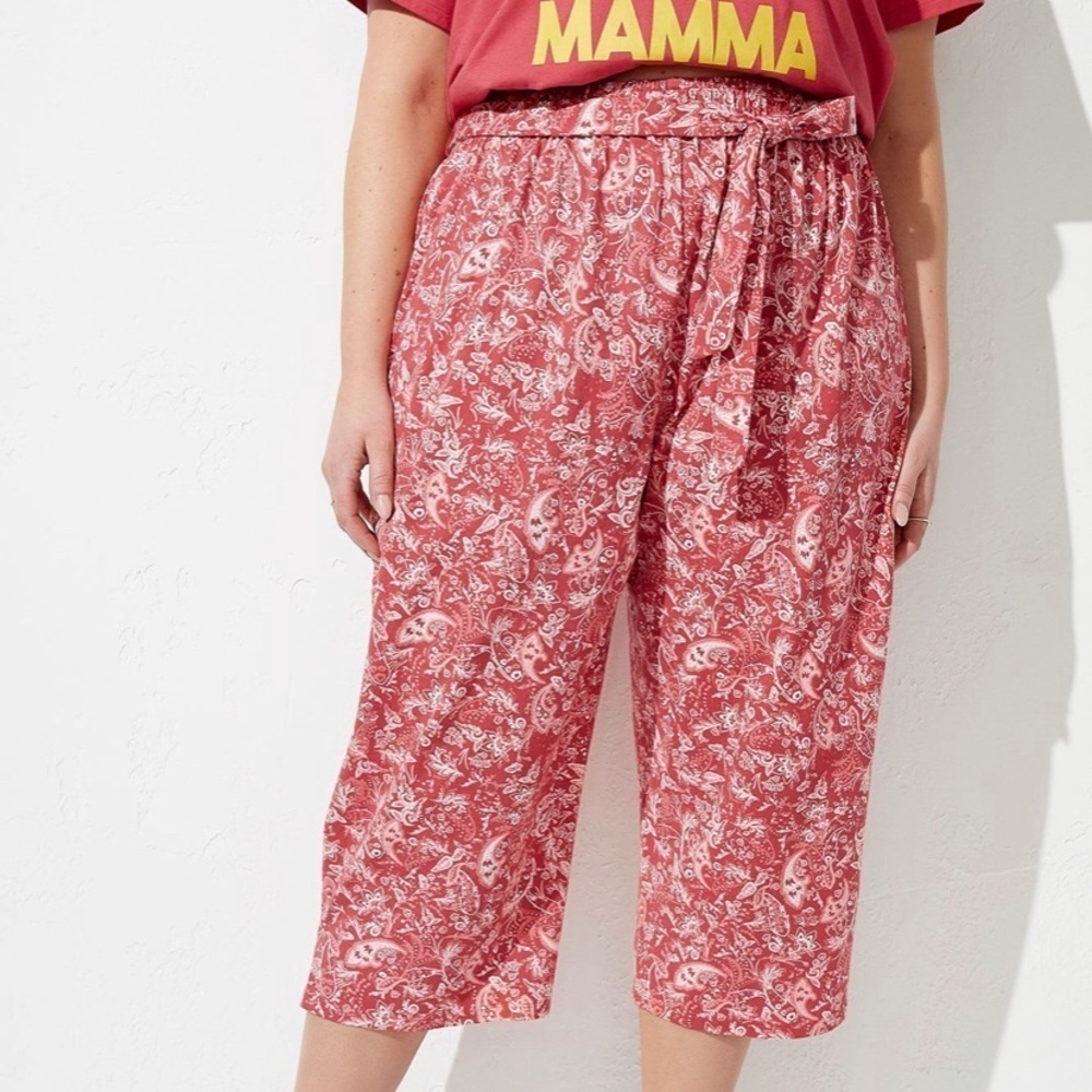 Capri Pant with Removable Sash Tie, Paisley Print - Picture 1 of 4